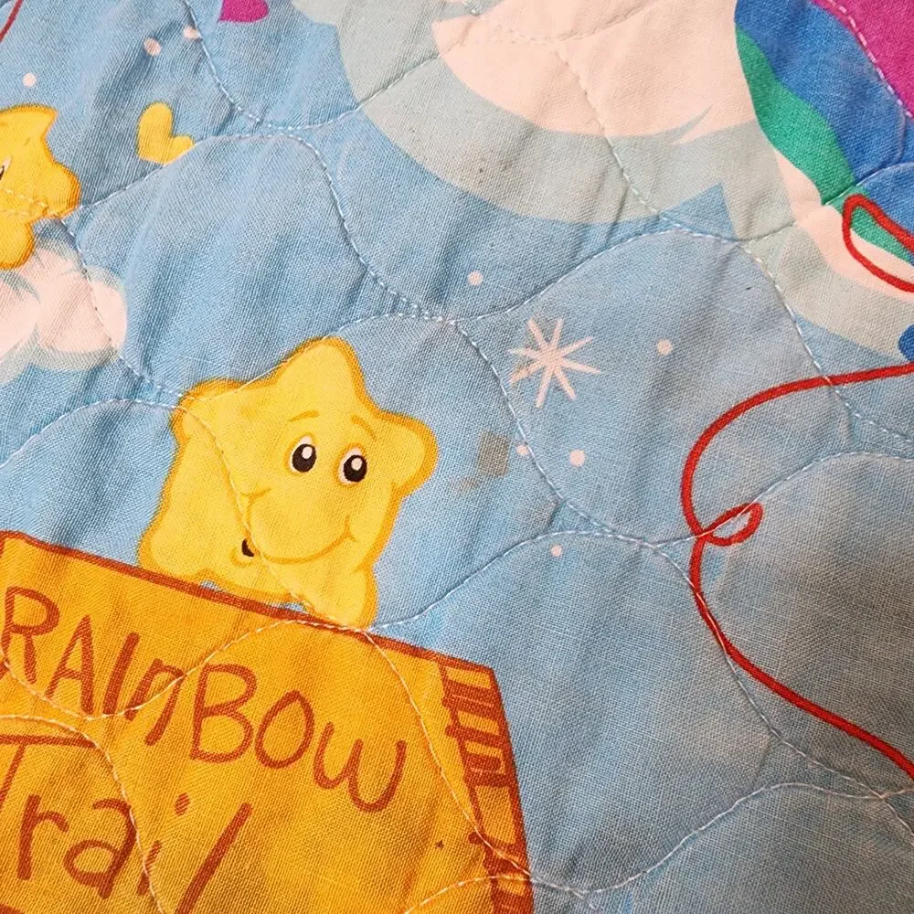 Vintage Care Bears Rainbow Trail Fabric Blanket